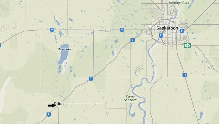 The driver of a pickup truck is dead after a crash on Highway 7 west of Delisle, Saskatchewan.