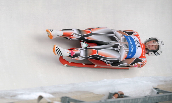 Alex Gough of Canada is on track and on her way to a third place finish in the Women's Luge competition during the Viessmann Luge World Cup event at Utah Olympic Park December 13, 2013 in Park City, Utah.