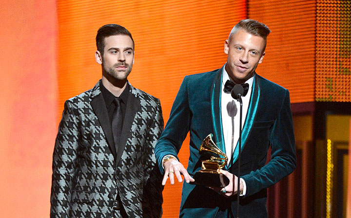 Ryan Lewis and Ben Macklemore at the Grammy Awards on Jan. 26, 2014.