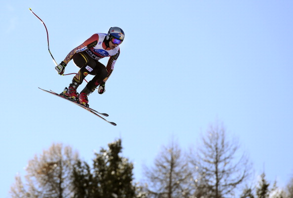 Canada's Erik Guay competes in the Alpine World Cup Men's Downhill training event on December 28, 2013 in Bormio, northern Italy. 