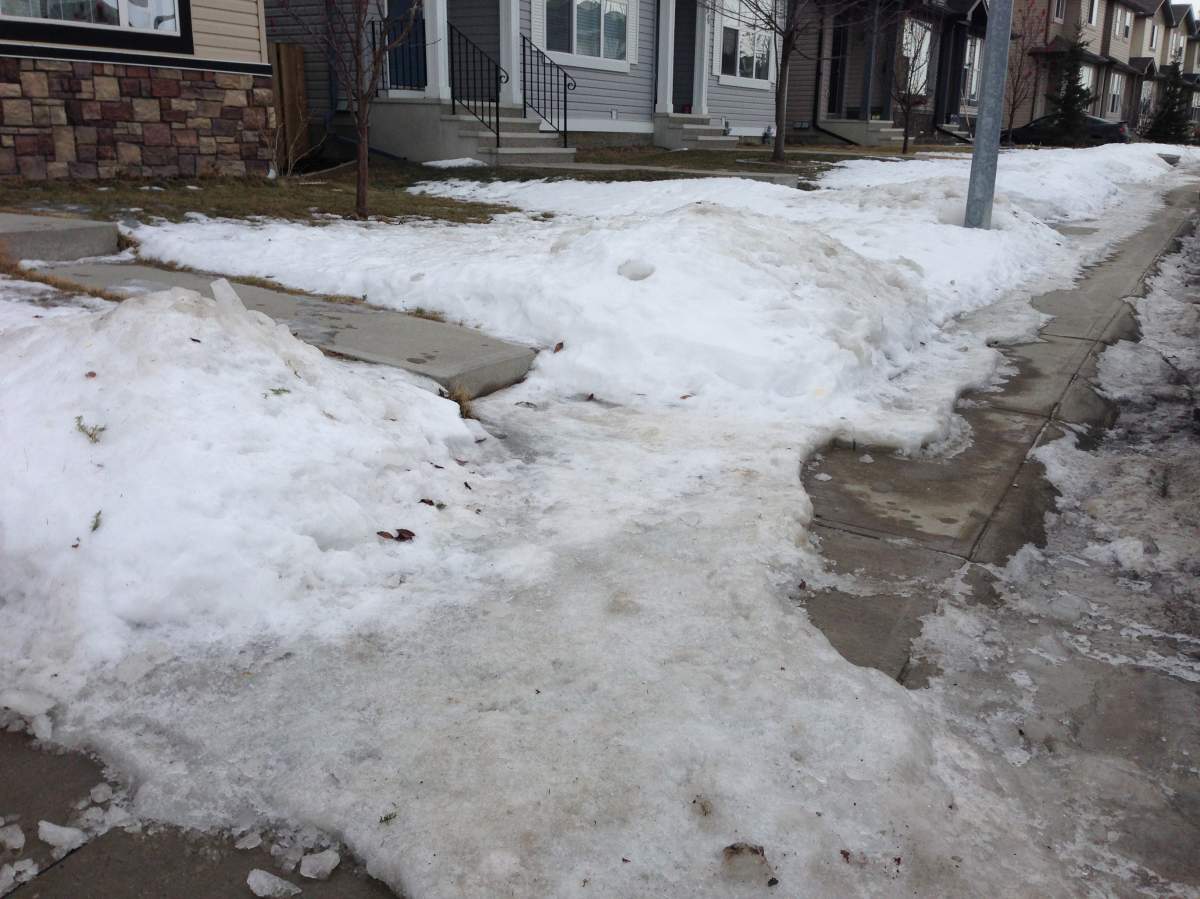 An icy sidewalk in north Calgary.