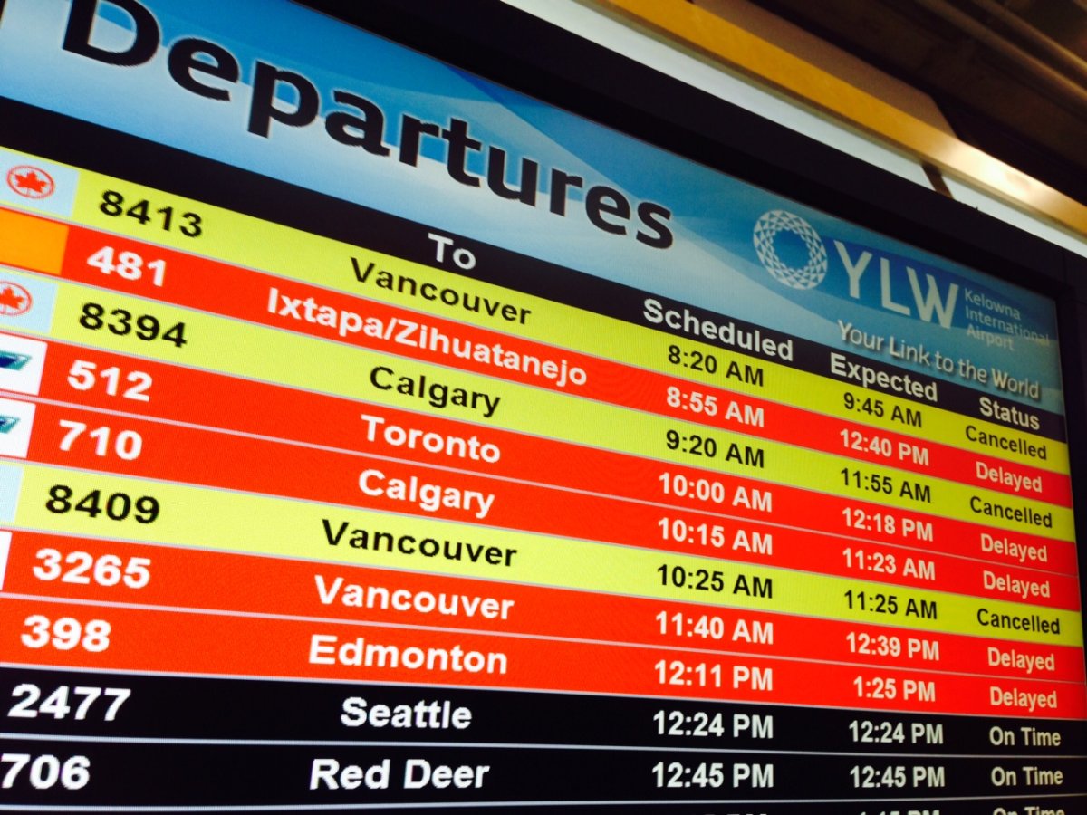 UPDATE Most flights leaving as scheduled at Kelowna airport Globalnews.ca