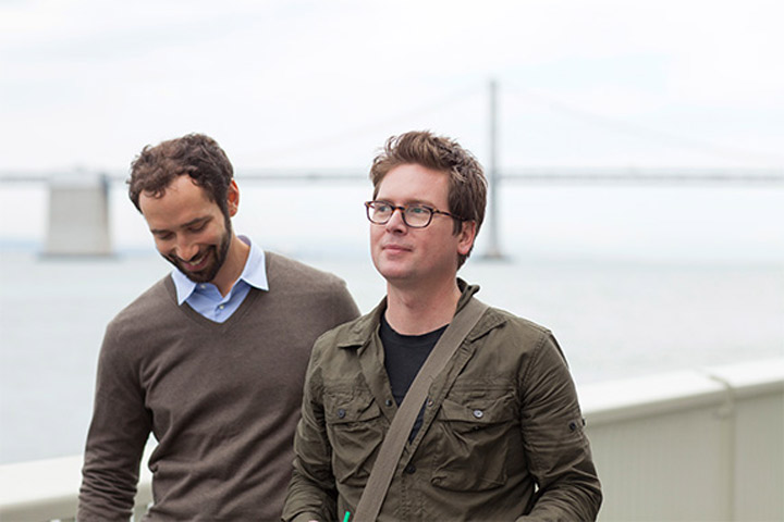 Jelly app creators Ben Finkel and Biz Stone.