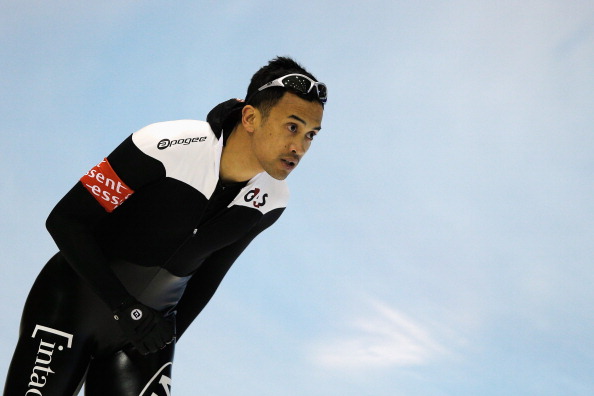Gilmore Junio of Canada looks on after he competes in the Mens 500m during Day 1 of the Essent ISU World Cup Speed Skating Championships 2013 at Thialf Stadium on March 8, 2013 in Heerenveen, Netherlands.