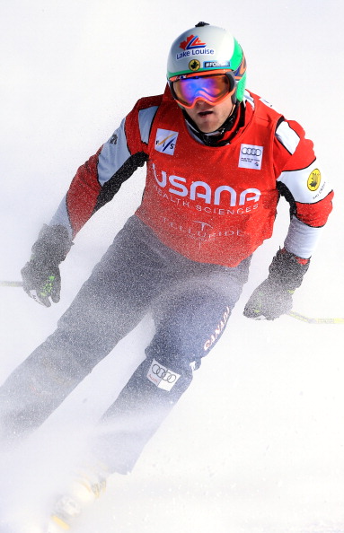 Brady Leman of Canada skis into second place in the men's Audi FIS Ski Cross World Cup on December 12, 2012 in Telluride, Colorado.