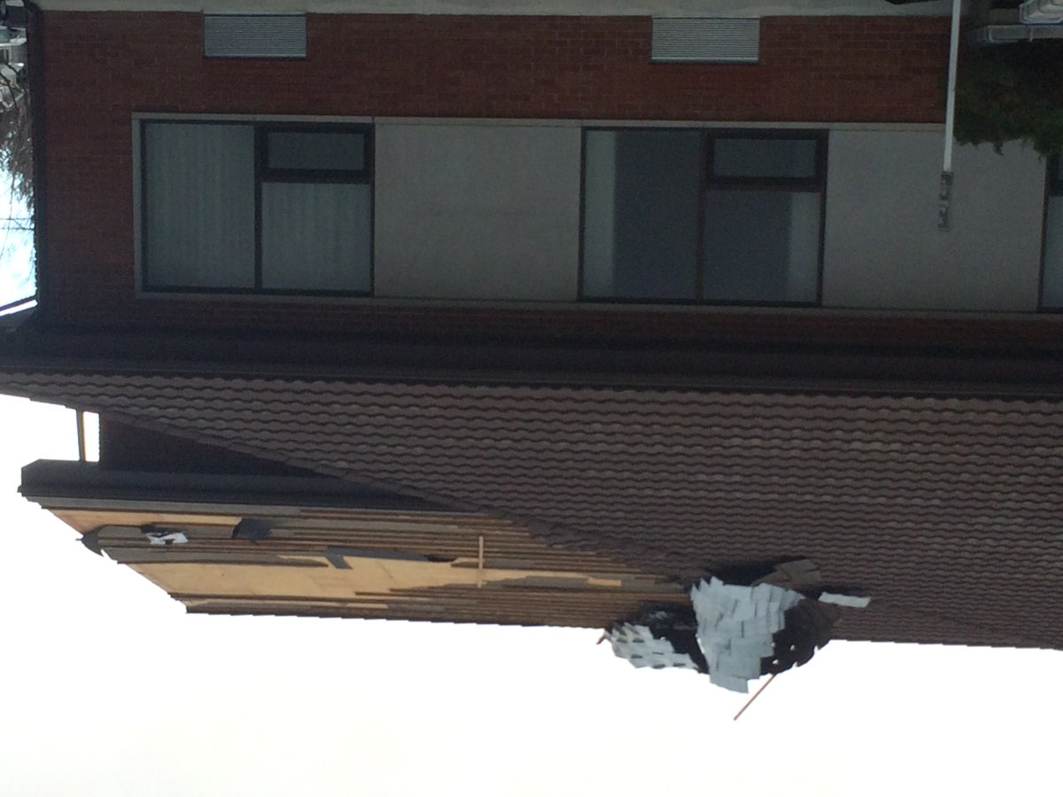 Heavy wind causes damage to LDS Chapel on city's south side.