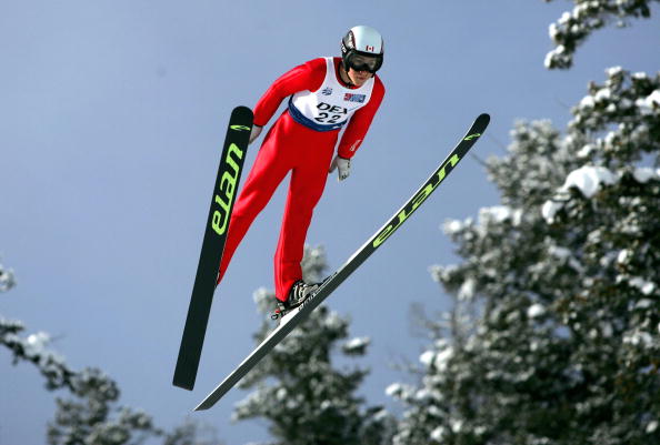 Trevor Morrice of Canada takes his first jump as he won the guest class in the K114 Men's US Ski Jumping Championships on January 21, 2006 at Howelsen Hill in Steamboat Springs, Colorado.