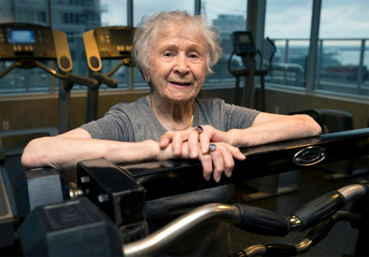 Olga Kotelko poses in Toronto on Wednesday, January 15, 2014. With her 95th birthday looming on March 2, Kotelko isn't inclined to look in the rear view at her accomplishments - she'd rather set fresh goals for the road ahead. THE CANADIAN PRESS/Frank Gunn