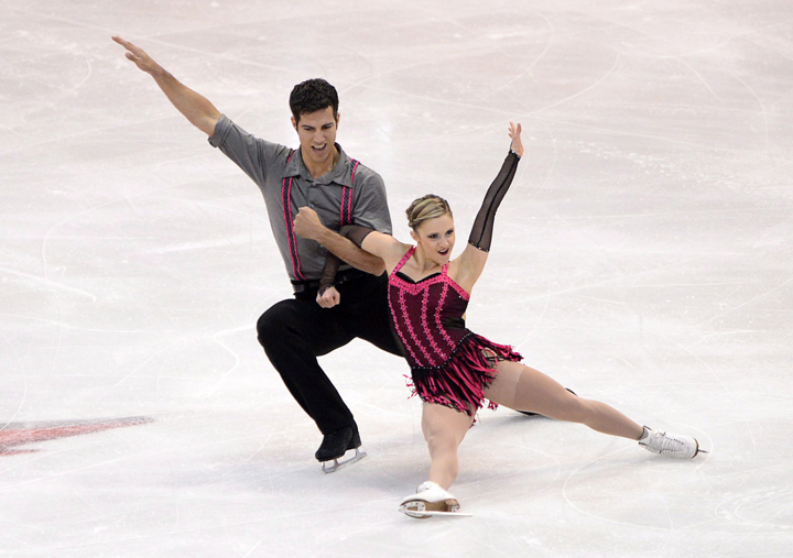 Paige Lawrence and Rudi Swiegers compete in the senior pair program at the Canadian Skating Championships Friday.