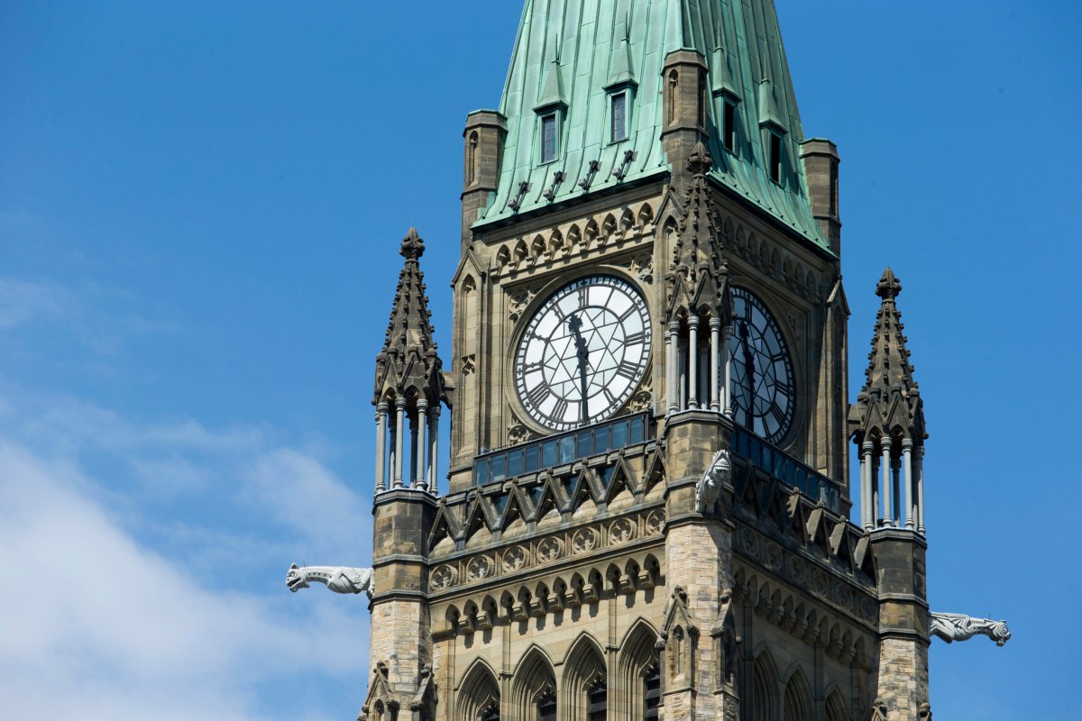 The Peace Tower clock on Parliament Hill in Canada's capital. Ottawa,  Ont., May 2, 2013. THE CANADIAN PRESS IMAGES/Jake Wright.