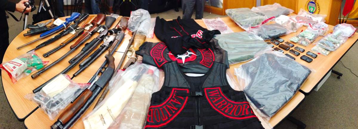 Items seized during Winnipeg police Project Falling Star, shown to media on Friday January 24, 2014