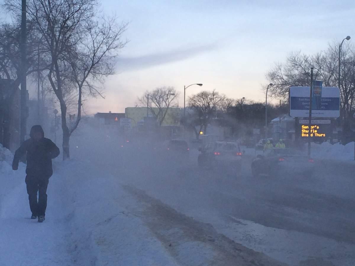 A mess on Osborne St. in Winnipeg after a water main break on Monday January 6, 2014