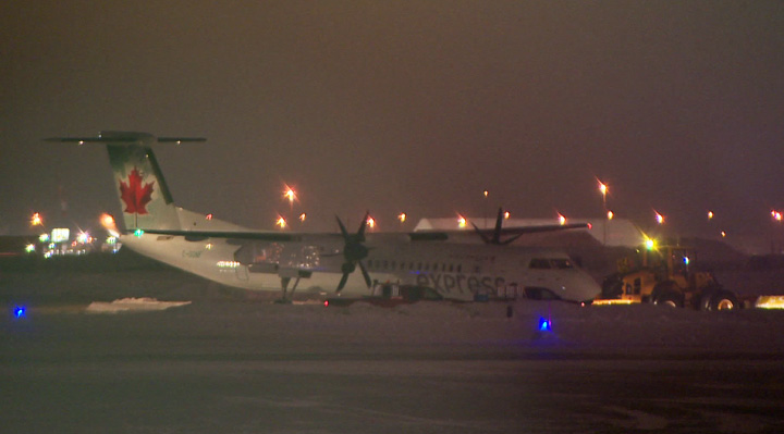 The Saskatoon Airport Authority says runways were safe and operational at the time an Air Canada Jazz plane slid off the runway while taxiing.