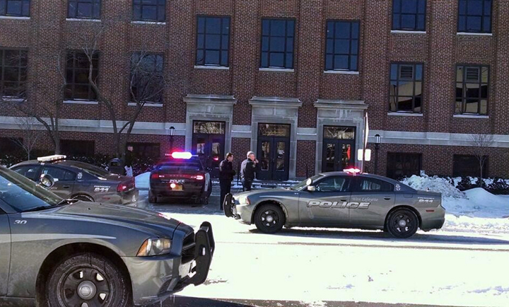 Police investigate a reports of a shooting at Purdue University in West Lafayette, Ind., on Tuesday, Jan. 21, 2014.
