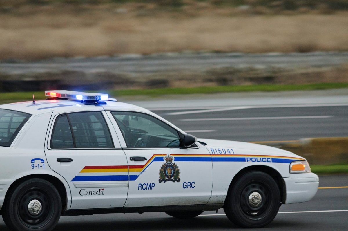 RCMP/GRC police car with emergency lights on