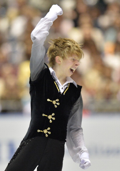 Canada's Kevin Reynolds reacts after his performance in the men's free skating at the World Team Trophy figure skating competition in Tokyo on April 12, 2013. 