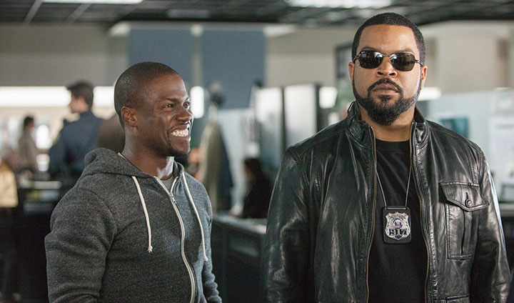 Kevin Hart and Ice Cube in a scene from 'Ride Along.'.