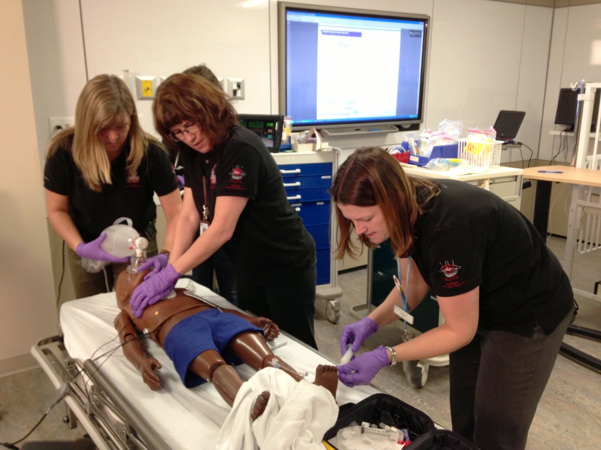 A demonstration at the opening of Canada’s newest and largest pediatric patient simulation lab, located at Alberta Children’s Hospital in Calgary.