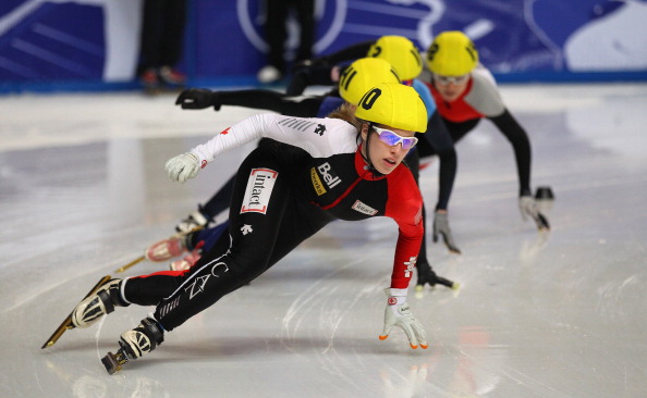  Marianne St-Gelais of Canada in action during the Womens 500m quarter finals during day two of the ISU World Short Track Speed Skating Championships at Sheffield Arena on March 12, 2011 in Sheffield, England.  