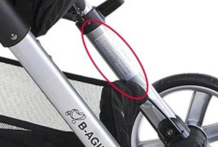 BRITAX B-AGILE: Location of Date of Manufacture (DOM) Label