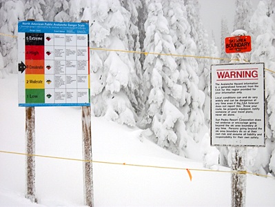 The ski boundary at Sun Peaks Resort.