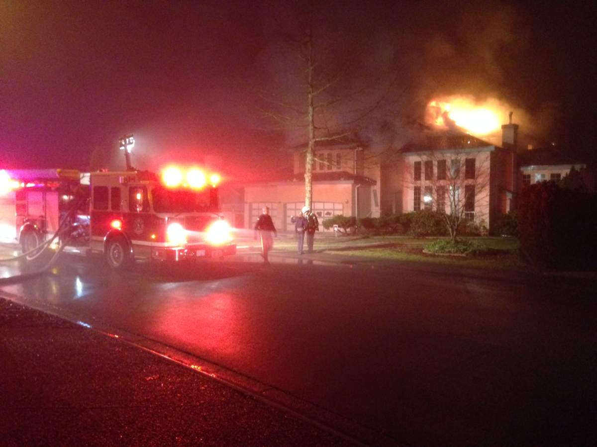 A fire at a home in Surrey on Jan. 17, 2014.
