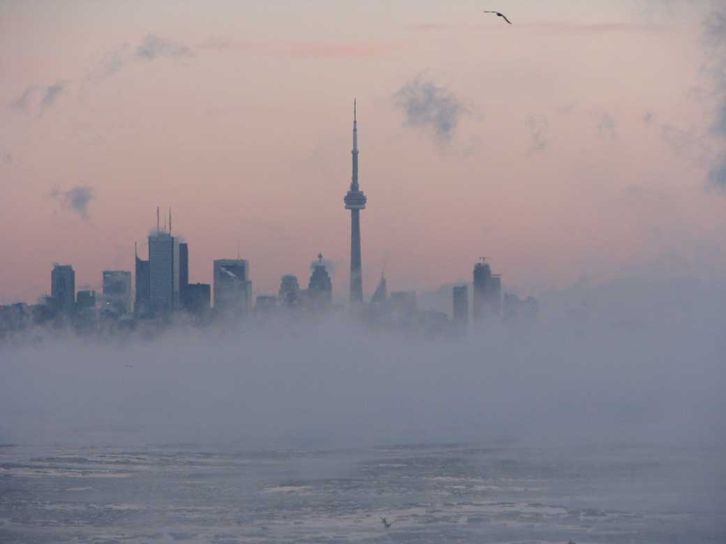 Steam fog rises from Lake Ontario in the morning hours on Jan. 7.
