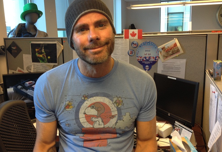 Travis Todd in his Snoopy t-shirt on January 9, 2013.