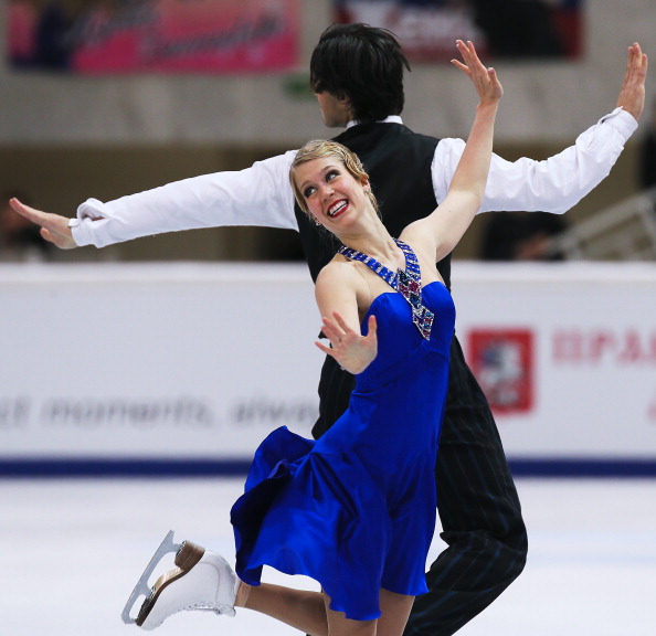 Kaitlyn Weaver and Andrew Poje of Canada skates in the Ice Dance Short Dance during ISU Rostelecom Cup of Figure Skating 2013 on November 22, 2013 in Moscow, Russia. 
