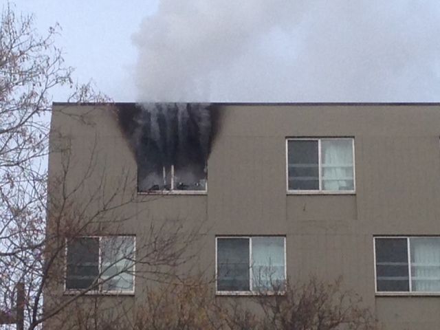 Fire at Dwayne’s Home, at 100 Avenue and 102 Street, on Feb. 12, 2014 .