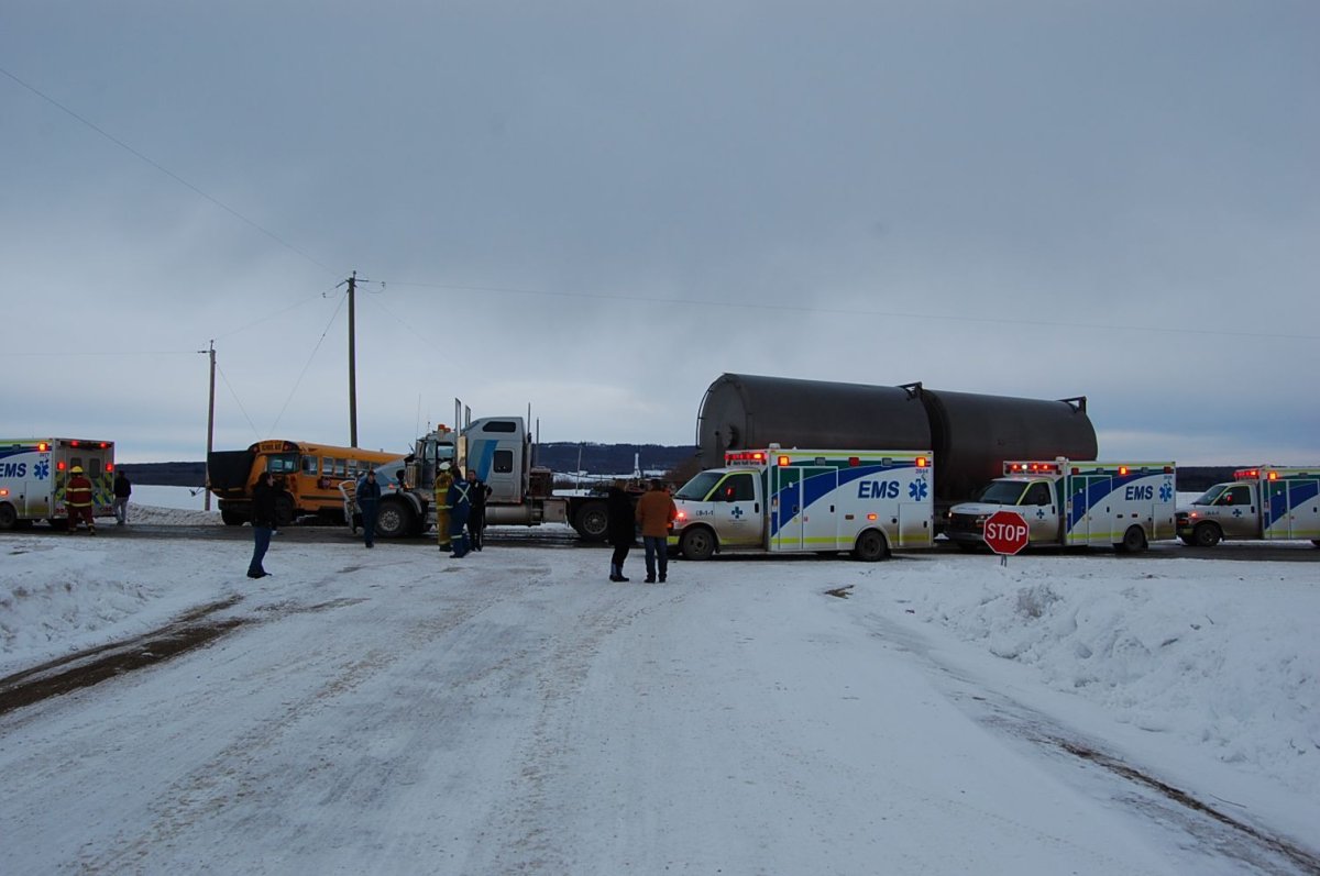 A bus crash in Grande Prairie, Feb. 19, 2014.