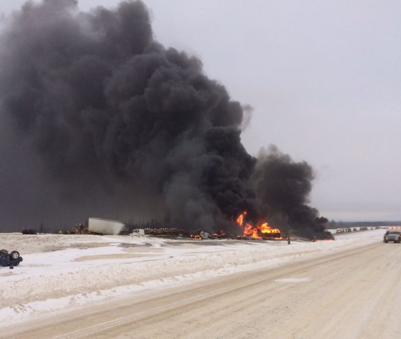 A multi-vehicle crash south of Fort McMurray, on Highway 63, Feb. 19, 2014.