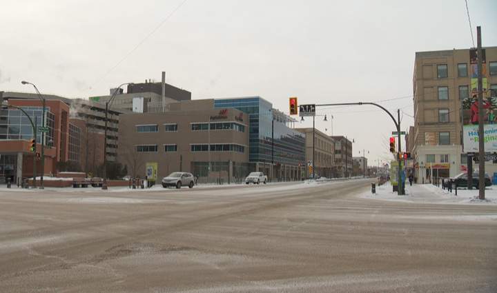 Man rushed to hospital in serious condition after being struck by a car while crossing an intersection in downtown Saskatoon.