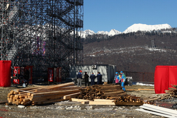 Construction continues at the Extreme Park at Rosa Khutor Mountain ahead of the Sochi 2014 Winter Olympics on February 5, 2014 in Sochi, Russia.