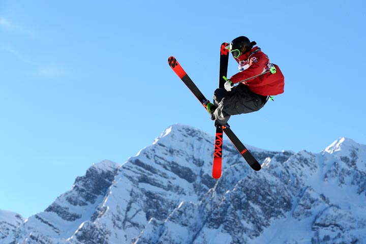 Alex Beaulieu-Marchand of Canada competes in the Freestyle Skiing Men's Ski Slopestyle Qualification during day six of the Sochi 2014 Winter Olympics at Rosa Khutor Extreme Park on February 13, 2014 in Sochi, Russia.  