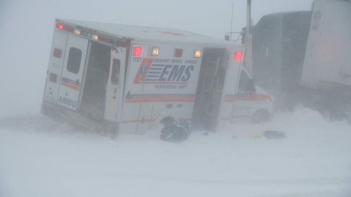 Multiple vehicle collision on Highway 1 near Pense.