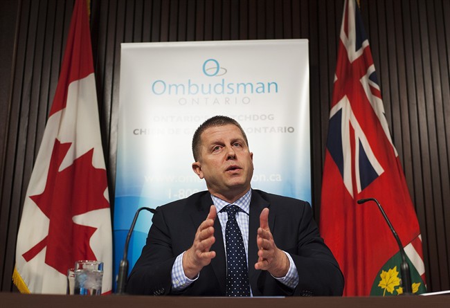 Ontario Ombudsman Andre Marin speaks at a news conference at Queens Park in Toronto on Tuesday February 4, 2014.