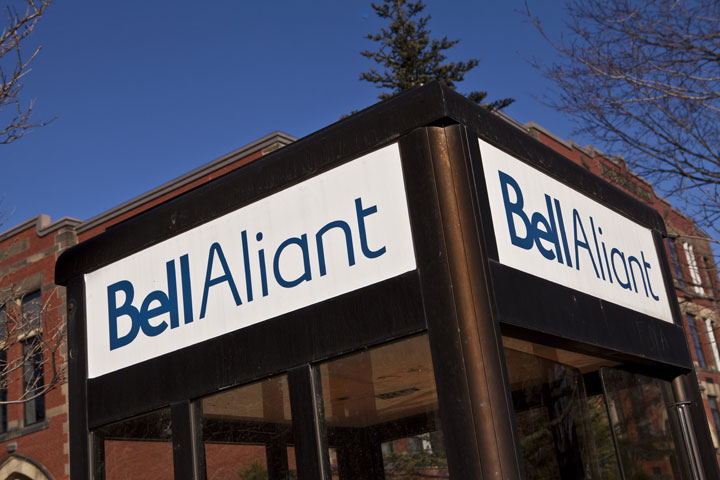 A Bell Aliant phone booth is pictured in Fredericton, New Brunswick on April 3, 2012.