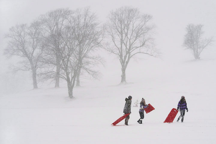 Young people take advantage of school cancellations due to the weather as they slide on Citadel Hill in Halifax in this file photo.