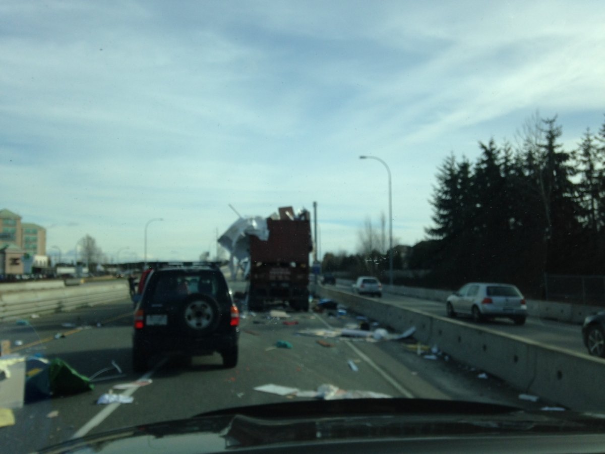 A truck hit the Cambie Road overpass in Richmond
