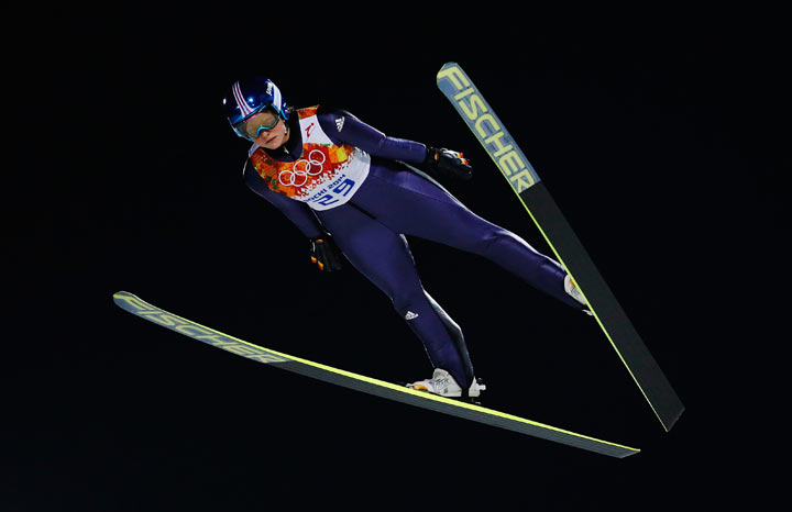 Carina Vogt of Germany jumps during the Ladies’ Normal Hill Individual first round on day 4 of the Sochi 2014 Winter Olympics at the RusSki Gorki Ski Jumping Center on February 11, 2014 in Sochi, Russia.