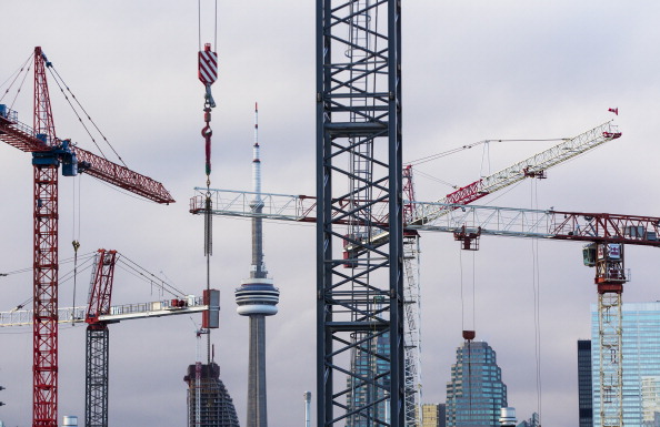 Cranes fill the sky in Toronto's West Donlands area in December.