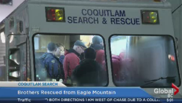 Coquitlam Search and Rescue located two brothers who got lost on Eagle Mountain on February 2, 2014.