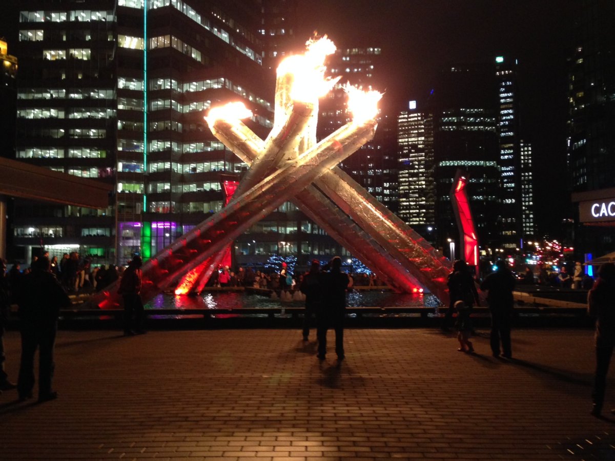 Vancouver's Olympic cauldron was ignited at 8 p.m. this evening. It will stay on for two hours tonight.