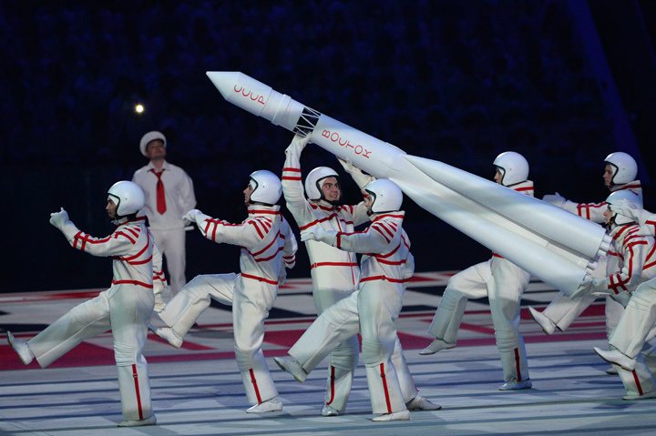 A rocket ship at the Opening Ceremony