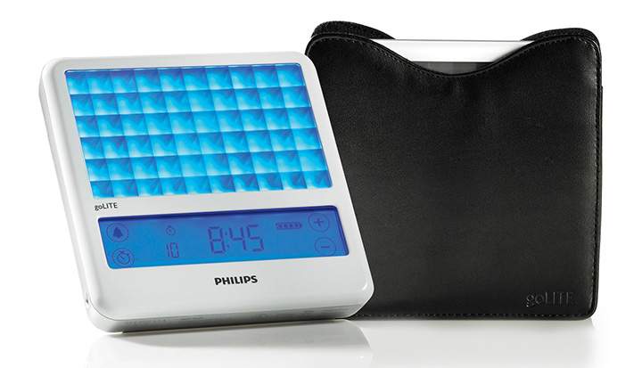 The goLITEBLU is portable and comes with a travel pouch