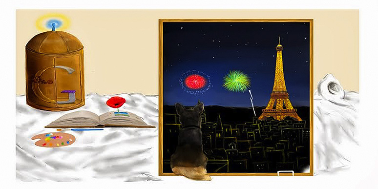 Amy Wo’s Google doodle of a 2D3D machine.