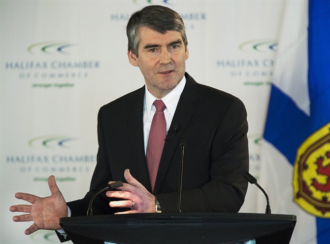 Nova Scotia Premier Stephen McNeil addresses a business lunch in Halifax on Feb. 18, 2014. McNeil's election campaign headquarters were located in Bridgetown, Nova Scotia.