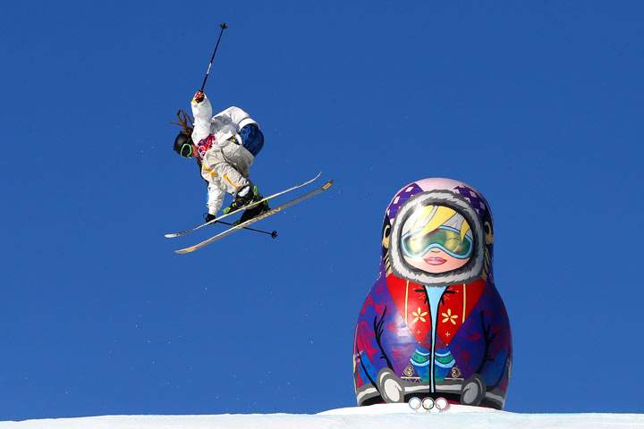 Henrik Harlaut of Sweden competes in the Freestyle Skiing Men’s Ski Slopestyle Qualification on February 13, 2014 in Sochi, Russia.