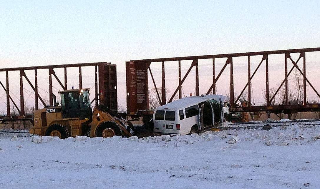 Train and van collide at CN Rail yard in Winnipeg on Sunday.